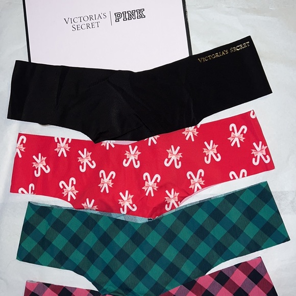 (S) 5pk Holidays Victoria's Secret THONG No Show Panties - Picture 5 of 10